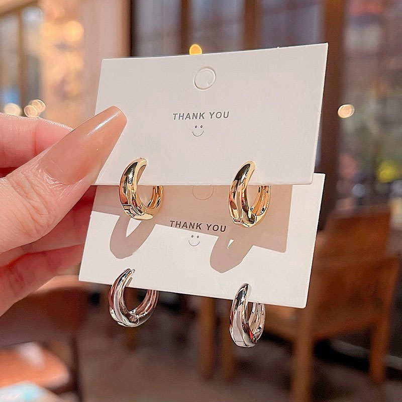 925jarum Perak Gaya Sederhana U-shaped Ear Buckle Earrings Ins Metal Ear Studs