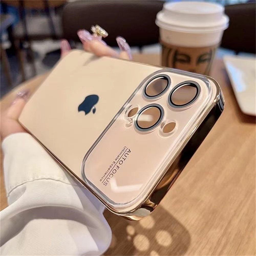 Kualitas Tinggi Plating original PC texture Phone Case iPhone 14 Pro Max 13 Pro Max 12 Pro Max 11 Pro Max Lensa Terpasang film Pencegah Jatuh Casing