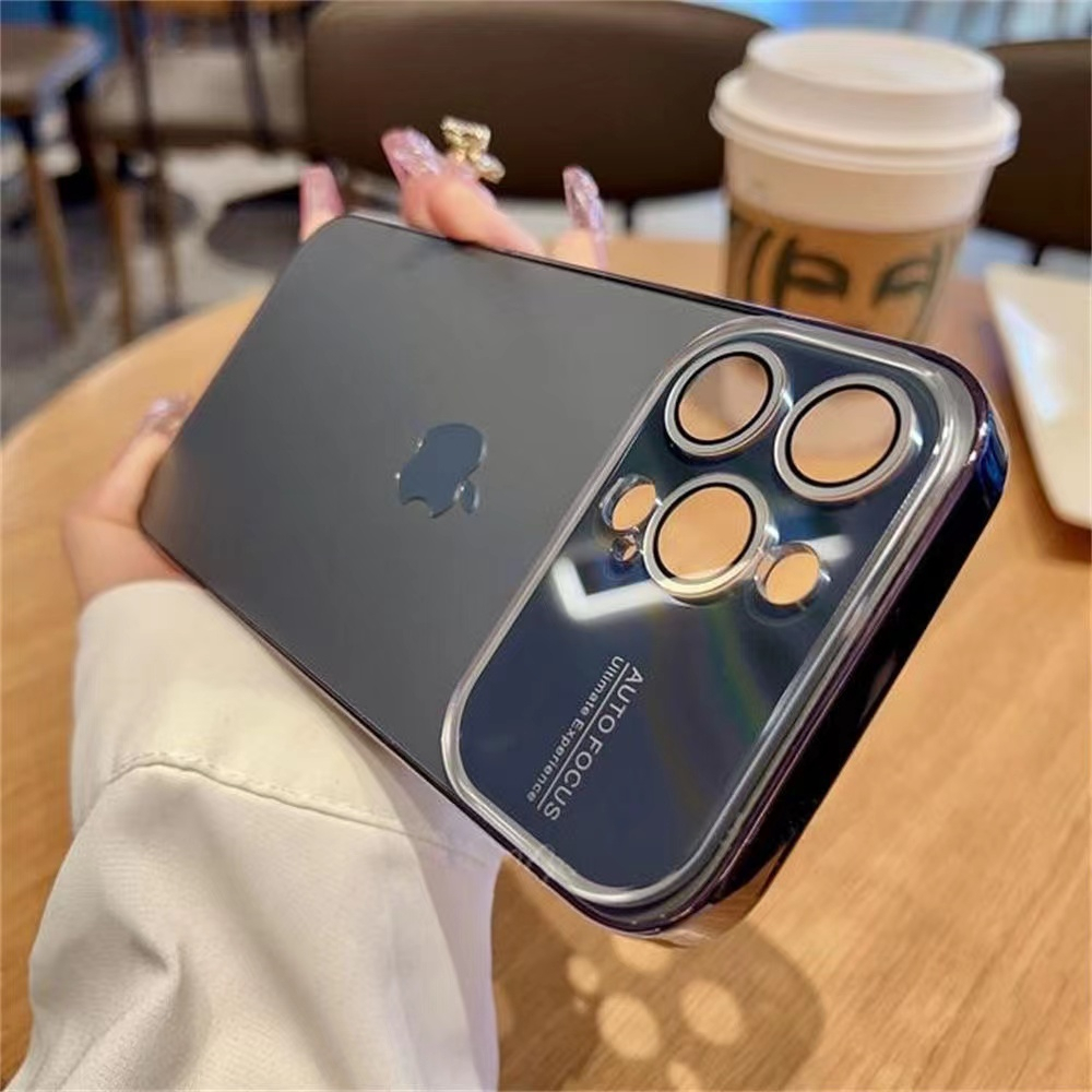 Kualitas Tinggi Plating original PC texture Case iPhone 14 Pro Max 13 Pro Max 12 Pro Max 11 Pro Max Lensa Terpasang film Pencegah Jatuh Casing