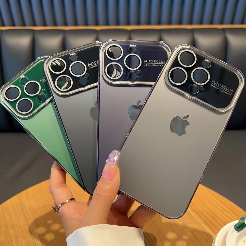 Kualitas Tinggi Plating original PC texture Case iPhone 14 Pro Max 13 Pro Max 12 Pro Max 11 Pro Max Lensa Terpasang film Pencegah Jatuh Casing