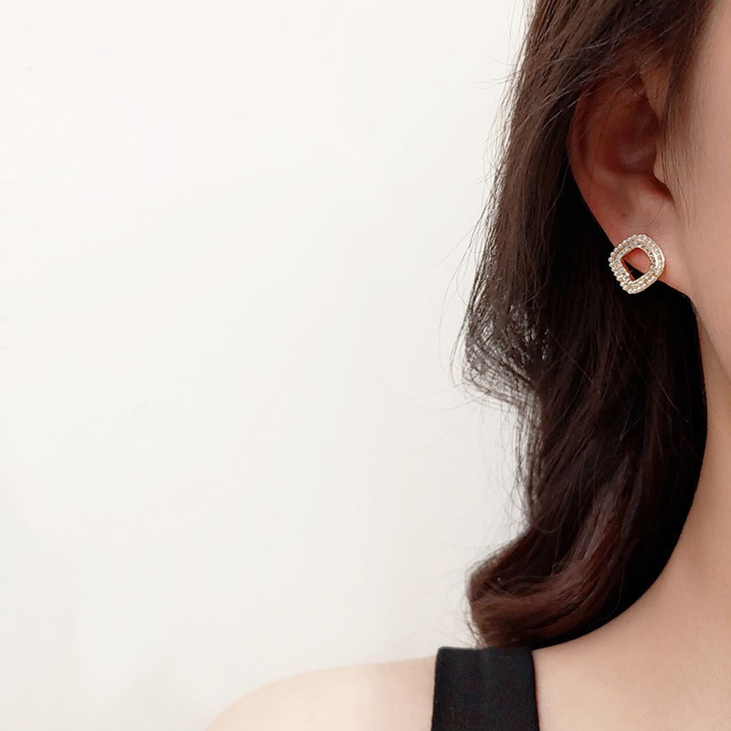 925 Perak Jarum Geometris Fashion Berlian Mutiara Anting Wanita Ear studs