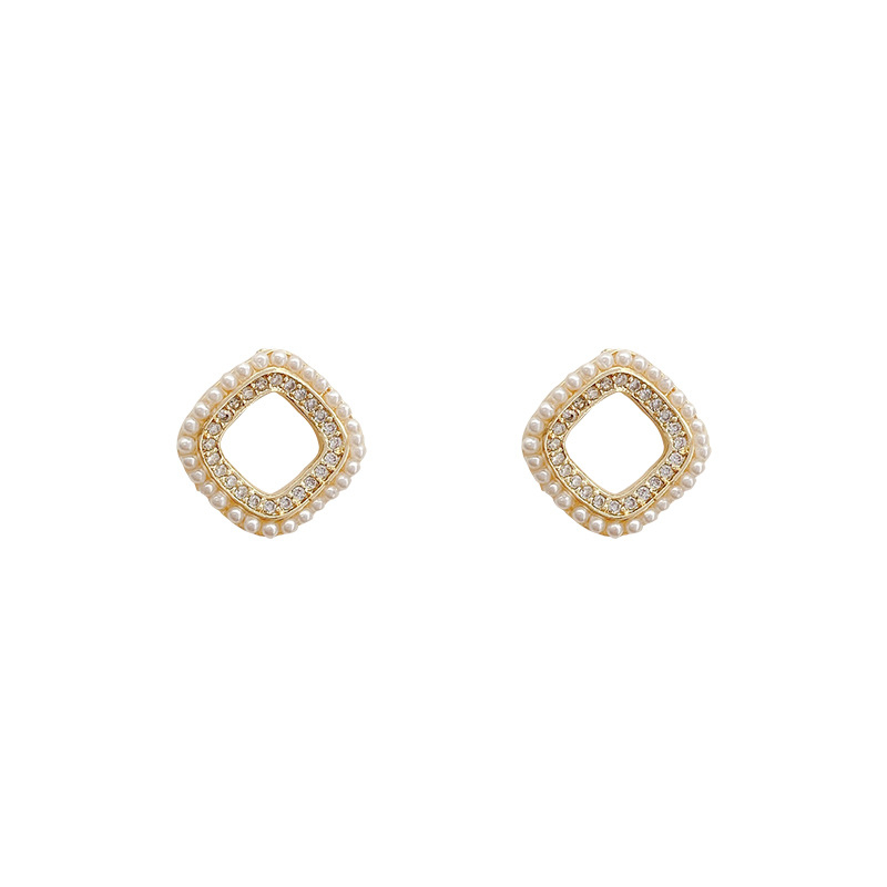 925 Perak Jarum Geometris Fashion Berlian Mutiara Anting Wanita Ear studs