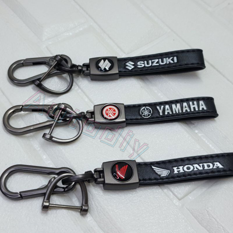 Gantungan Kunci Kulit Mobil Motor Yamaha Honda Fashion Creative Logo Keychain Logo Mobil Liontin Logam