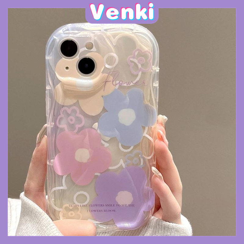 Case iPhone 11 Pro Max TPU Soft Clear Curved Wave Case Colorful Flower Camera Protection Shockproof For iPhone 14 13 12 11 Plus Pro Max 7 Plus X XR