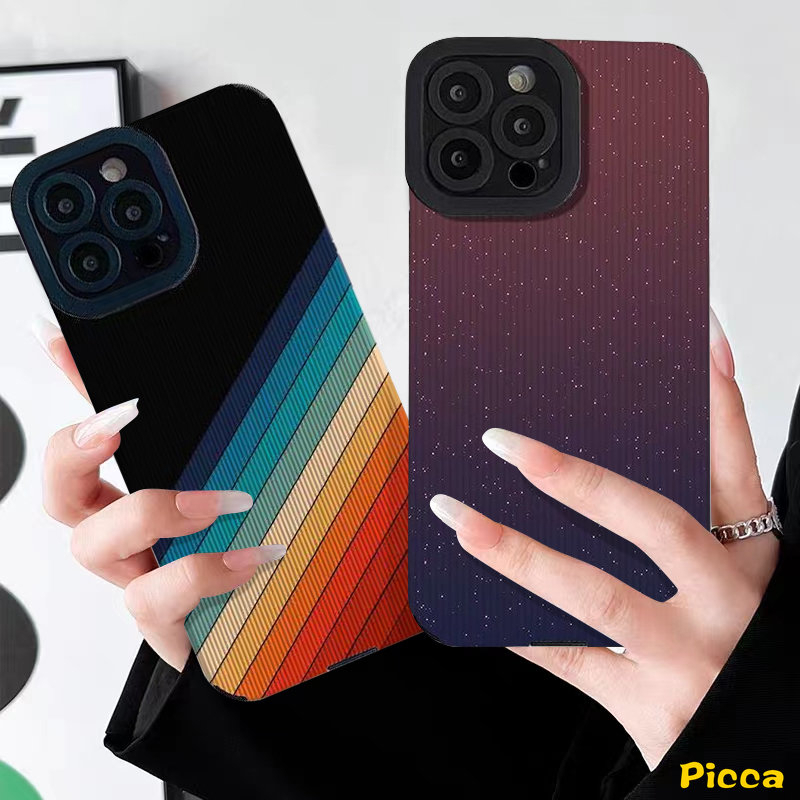 Ins Gradasi Warna Fantasi Langit Berbintang Casing Ponsel Kompatibel Untuk iPhone 11 Pro Max XR 7Plus 11 14 13 12 Pro Max X7 8 Plus XS Max Mewah Tekstur Kulit Lembut Silicon Back Cover