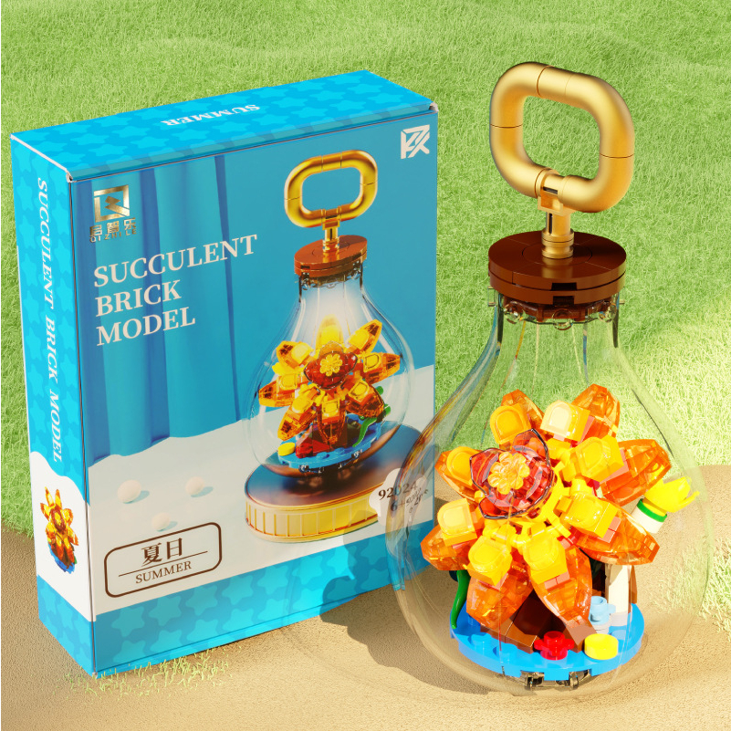 Lampu Bohlam Succulent series Building block Mainan