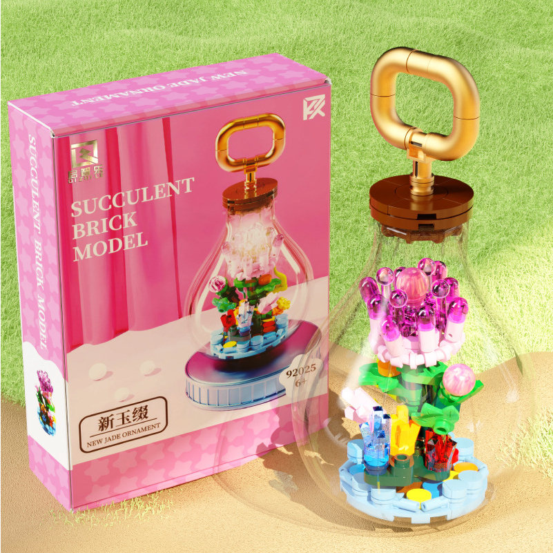 Lampu Bohlam Succulent series Building block Mainan