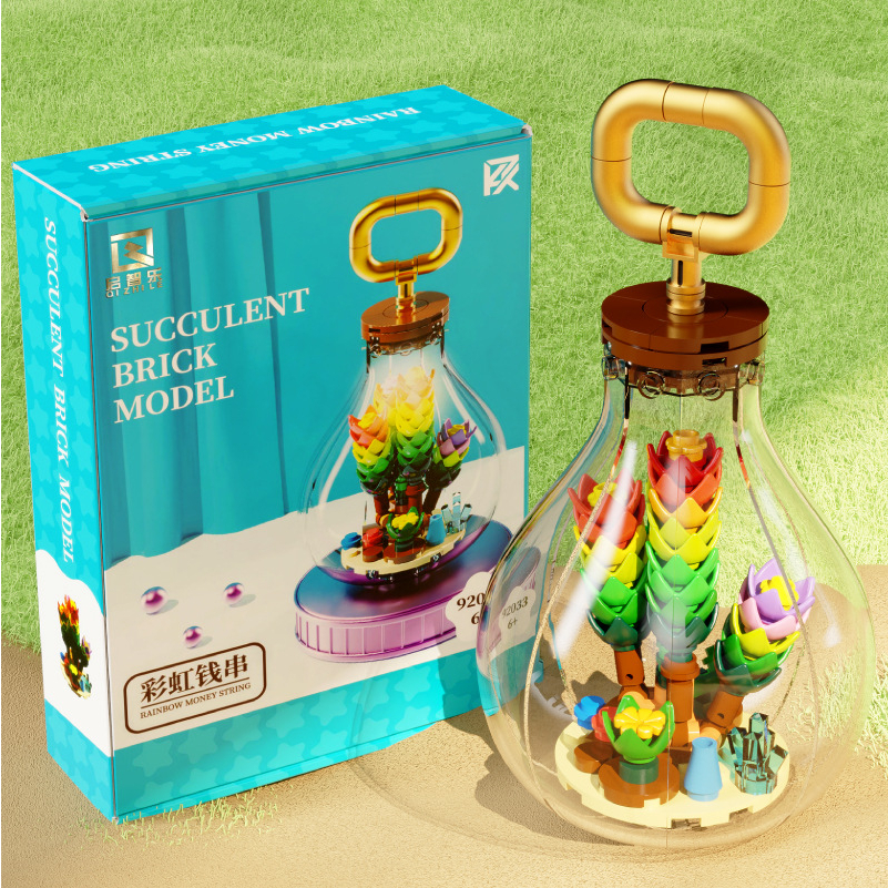 Lampu Bohlam Succulent series Building block Mainan