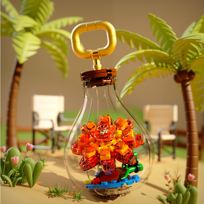 Lampu Bohlam Succulent series Building block Mainan