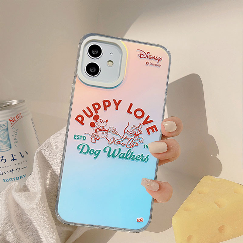 Compatible For IPhone 14 13 12 11 Pro Max X XR Xs Max 8 7 Plus SE 2020 Kompatibel Untuk Kartun Mouse Dog IMD Laser Gradiasi Ponsel Case TPU Lembut Shockproof Cover Pelindung
