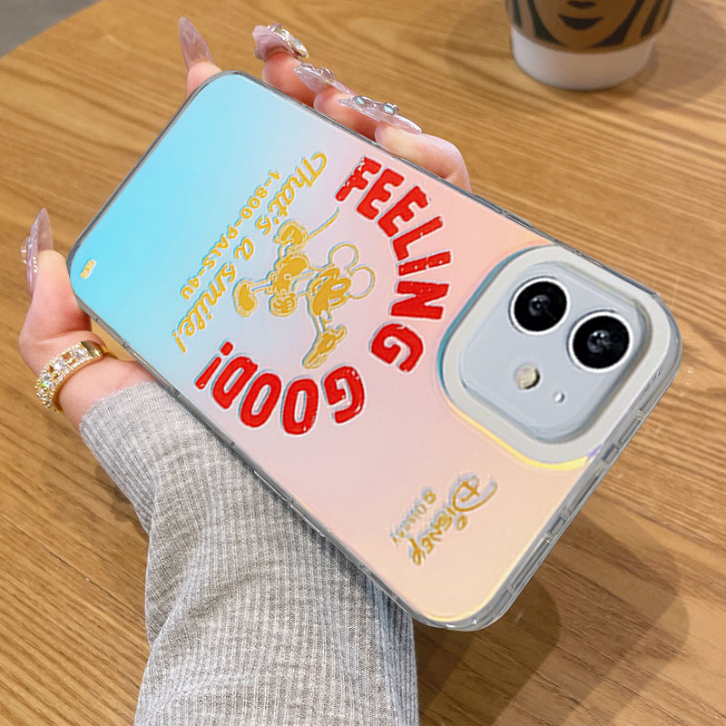 Compatible For IPhone 14 13 12 11 Pro Max X XR Xs Max 8 7 Plus SE 2020 Kompatibel Untuk Kartun Mouse Dog IMD Laser Gradiasi Ponsel Case TPU Lembut Shockproof Cover Pelindung