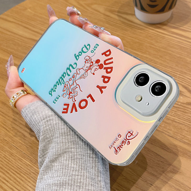 Compatible For IPhone 14 13 12 11 Pro Max X XR Xs Max 8 7 Plus SE 2020 Kompatibel Untuk Kartun Mouse Dog IMD Laser Gradiasi Ponsel Case TPU Lembut Shockproof Cover Pelindung