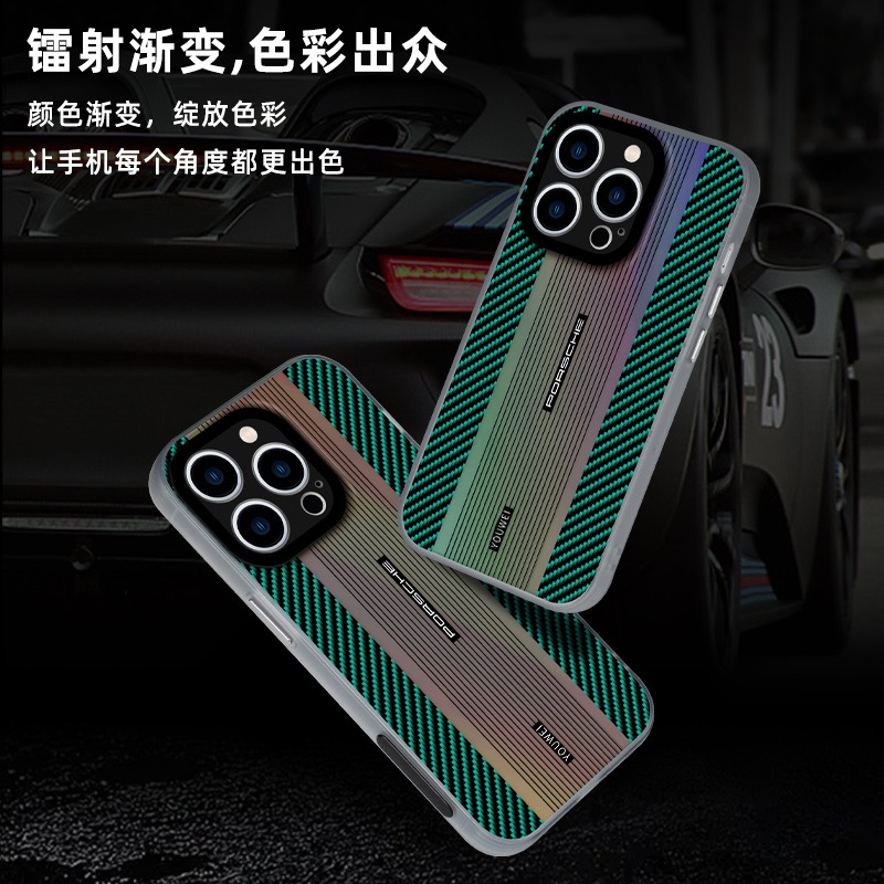 High quality new style!! 360 ° higher than 0.3 phone protective case Porsche Gradient Carbon Fiber All Inclusive Anti Drop Suitable FOR iPhone 14 13 12 Pro Max Laser Phone Case