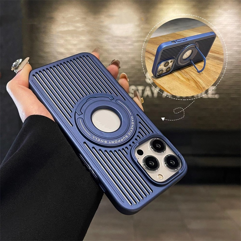 Casing Tahan Guncangan Mewah Iphone 14 Pro Max Casing Magnet Ultra Tipis Kompatibel Untuk Iphone12 13 14 Pro Max Magnetic Heat Disipation Holder Phone Cover