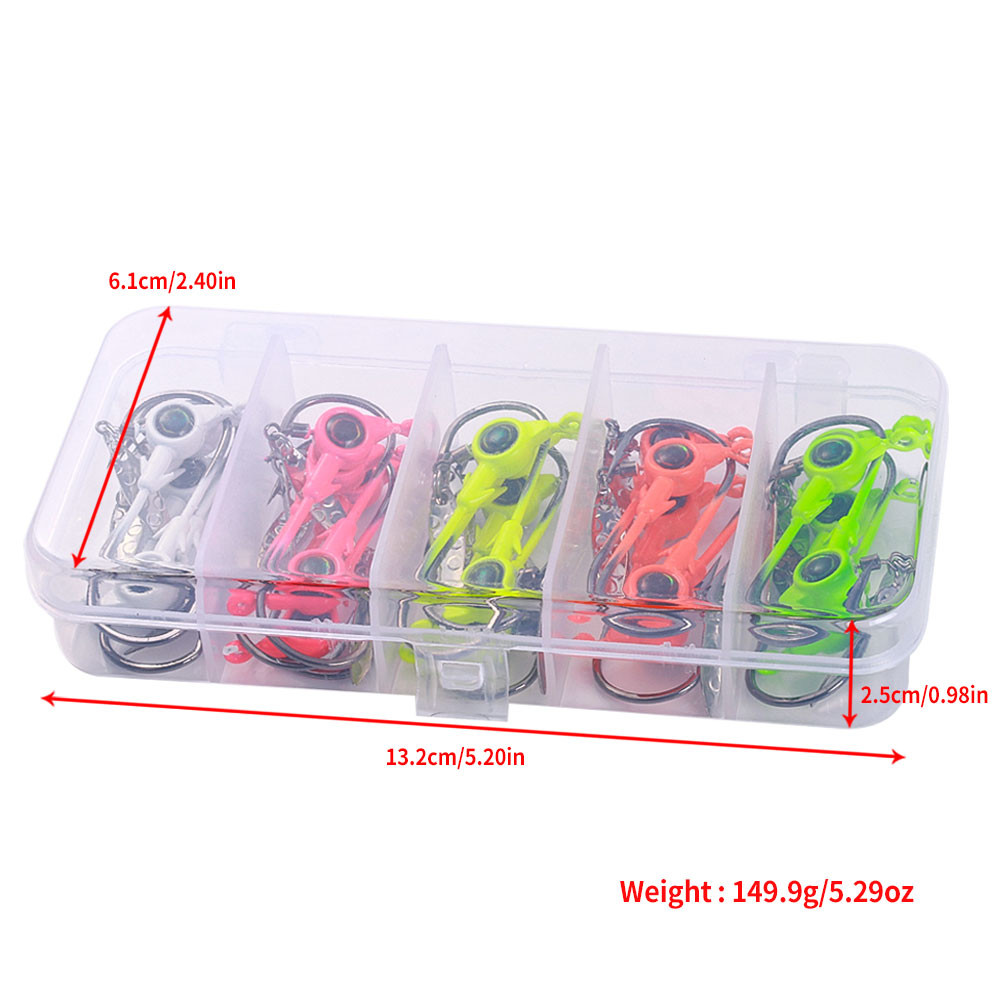 Hengjia 25Pieces big eye jig 3.5g/5g/7g/10g head hook Untuk Memancing tackle Umpan Cacing Lembut Dengan Sendok Berputar Payet Tajam Single Barbed fishhook