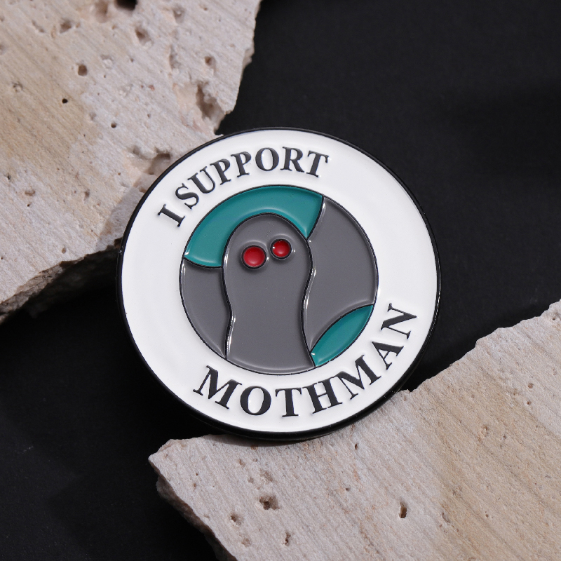 I Mendukung Mothman Enamel Pin Bros DIY Ransel Lencana Kerah Lapel Pin Hadiah Perhiasan Kartun Bros Aksesoris