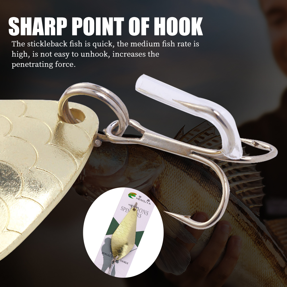 Hengjia 1pcs spinner Memancing Umpan Logam Sendok Fishing Tackle Payet Paillette treble hooks 7.5cm/21.6g