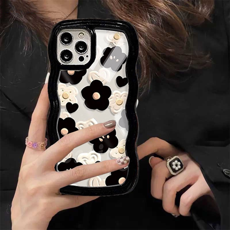 Soft Case VIVO Y02 Y16 Y35 Y22 Y15s Y15A Y01 V25e Y21 Y33s Y20 Y21A Y12 Y12s Y15 Y91C Y1s Y17 Y30 Y11 Y12i Y95 Y50 Y53S Embossed Motif Bunga Berlian Check Tepi Bergelombang Bening Cover