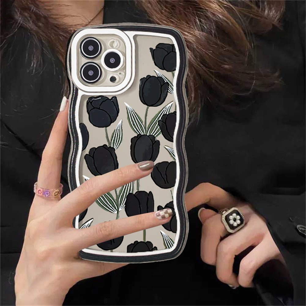 Soft Case Samsung A14 5G A04e A04 A04s M23 A23 A13 A03s A03 A22 A12 A32 A31 A02s A21s A10S A20 A52 A52s A30s A51 A71 M22 M32 Embossed Motif Bunga Diamond Check Tepi Bergelombang Bening Sarung Telepon