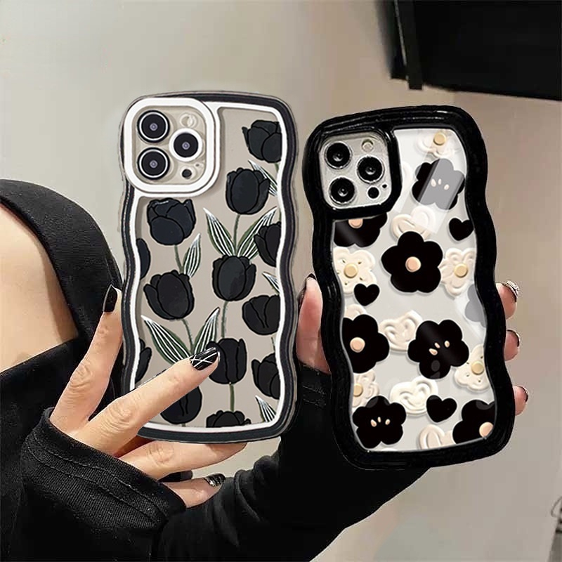 Soft Case Samsung A14 5G A04e A04 A04s M23 A23 A13 A03s A03 A22 A12 A32 A31 A02s A21s A10S A20 A52 A52s A30s A51 A71 M22 M32 Embossed Motif Bunga Diamond Check Tepi Bergelombang Bening Sarung Telepon