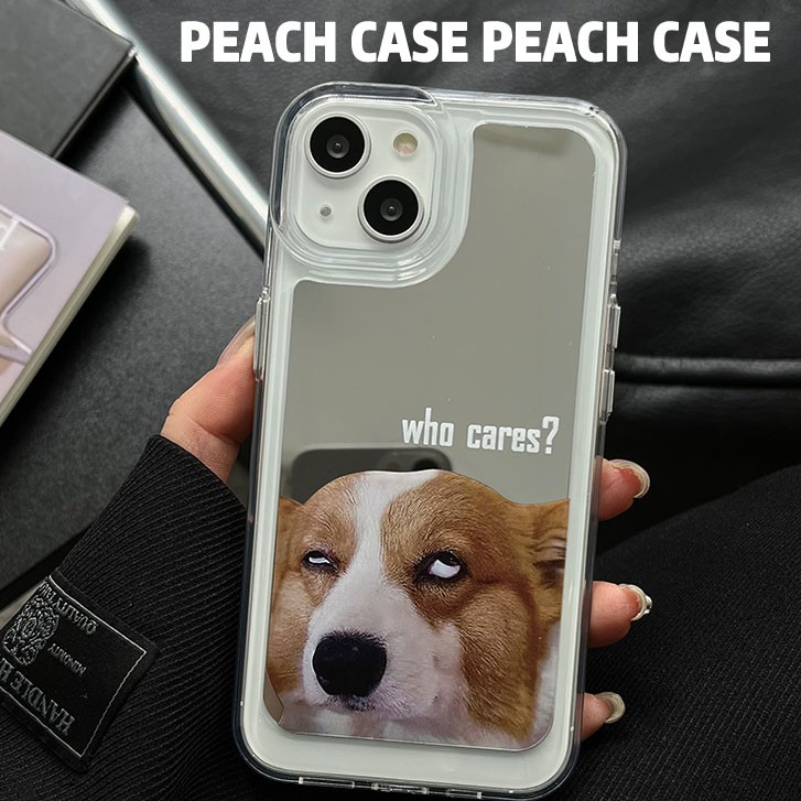 IPHONE Cermin Kreatif Ponsel electroplating soft shell Cocok Untuk Iphone14 13 12 11 ProMax Baru Lucu Bermata Putih Anjing Peliharaan