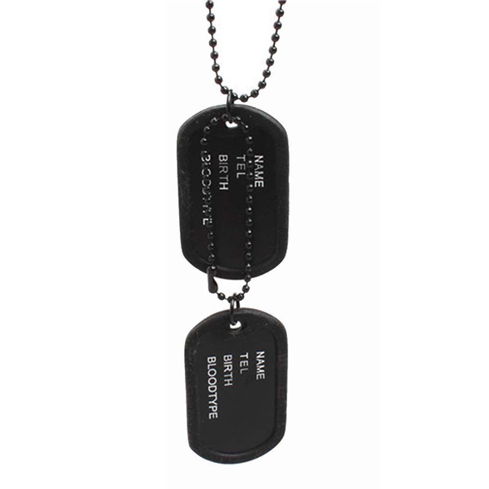 Kalung tentara army Rantai Berliontin 2 Dog Tag Hitam Gaya Militer