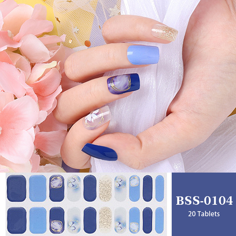 Flowers Gel Nail Strips Patch Sliders Perekat Tahan Air Tahan Lama Full Cover Gel Nail Stcikers Lampu UV Butuh