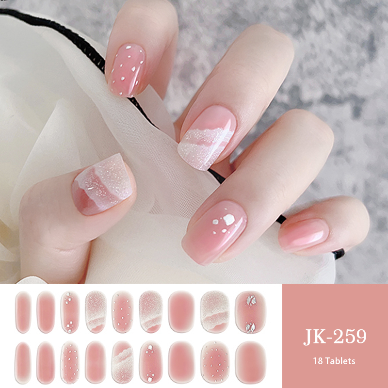 Flowers Gel Nail Strips Patch Sliders Perekat Tahan Air Tahan Lama Full Cover Gel Nail Stcikers Lampu UV Butuh