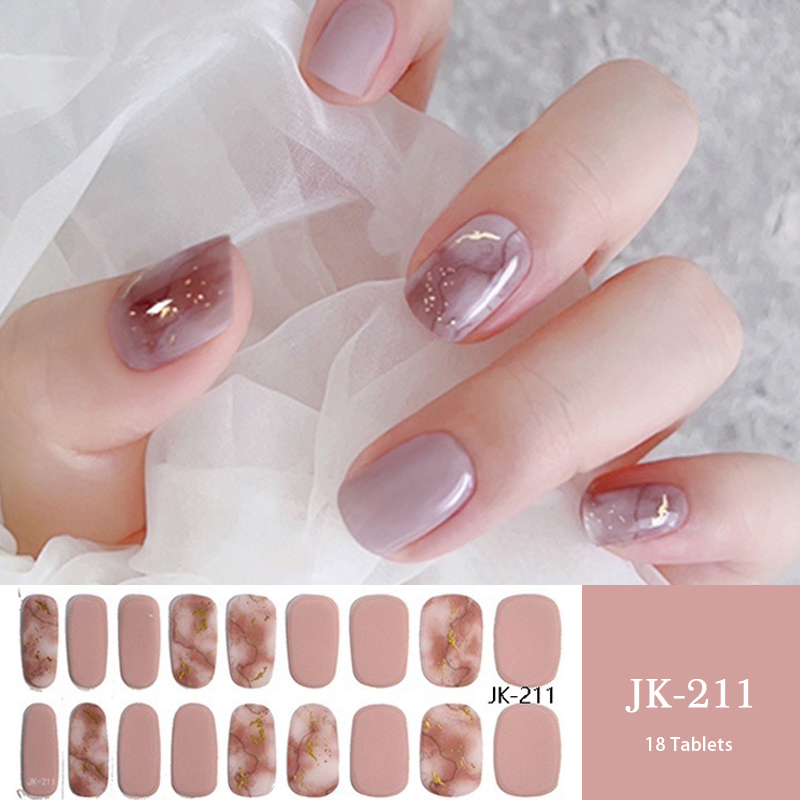 Flowers Gel Nail Strips Patch Sliders Perekat Tahan Air Tahan Lama Full Cover Gel Nail Stcikers Lampu UV Butuh