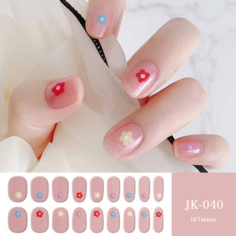 20tips Pink Semi Strip Tempelan Kuku Sliders Stiker Anti Air Full Cover Gel Stiker