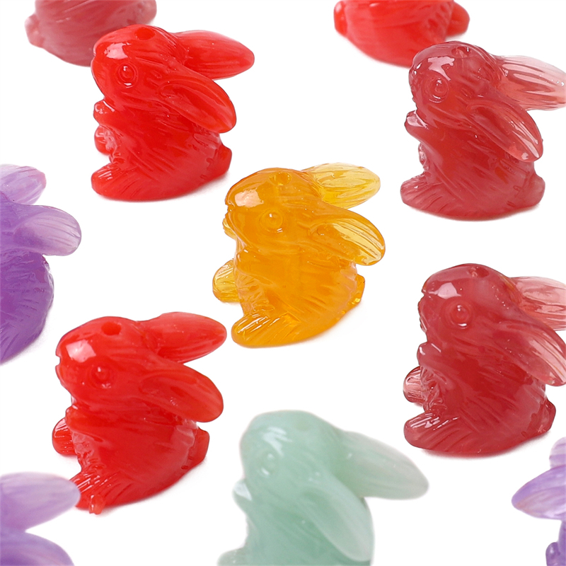 Resin Lubang Lurus Dua Warna Sintetis Gadis Jantung mini Kelinci Lucu handmade diy Manik-Manik Aksesoris Anting Gelang Kalung Bahan