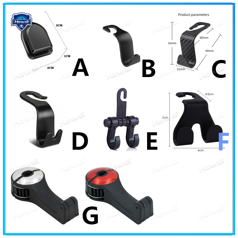 Universal Car Seat Back Hook Headrest Gantungan Tas Mobil Pouch Gantungan Baju Kait Duarable Pengikat Klip Set