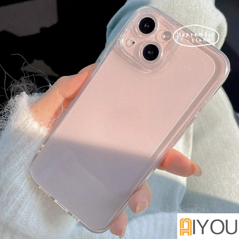 IPHONE Casing Bening Glitter Mewah Untuk Iphone13 14 11 12 Pro 12 X XR XS Max SE 7 8 Plus Cover Silikon Ponsel Transparan Lembut