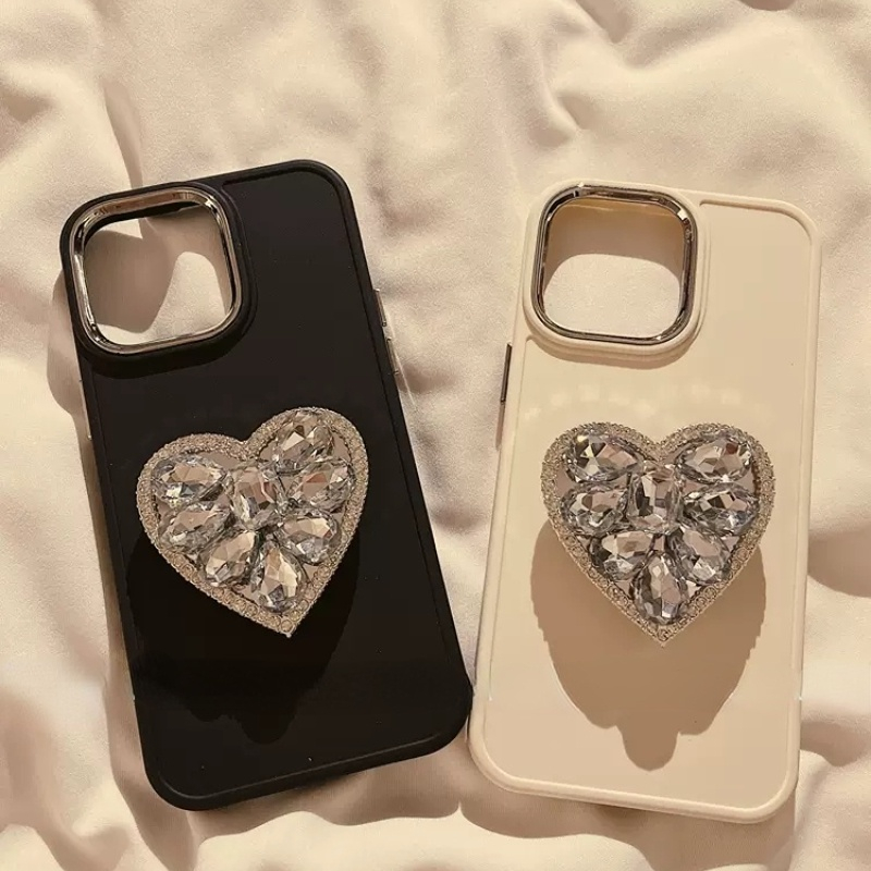 IPHONE Stand Holder Cincin Cermin Berlian Berkilau Lucu Soft Phone Case Untuk Iphone14 13 Pro Max 14Plus 12 Pro 11xr XS Cover Mewah