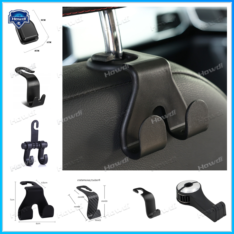 Universal Car Seat Back Hook Headrest Gantungan Tas Mobil Pouch Gantungan Baju Kait Duarable Pengikat Klip Set