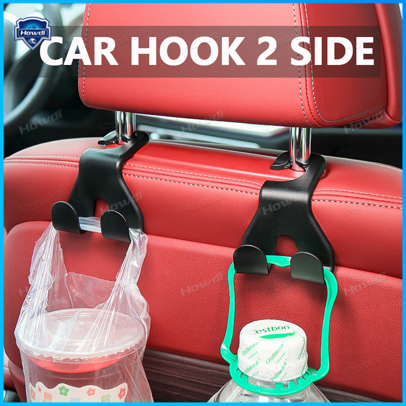 Upgrade Double Head Hooks Dudukan Belakang Mobil Gantungan Holder Interior Hook