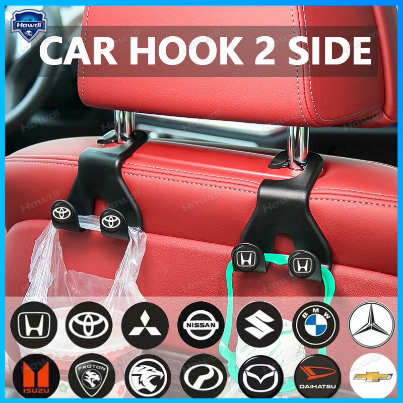 Upgrade Double Head Hooks car Rear Seat Hanging Holder Interior Hook Dengan logo Mobil