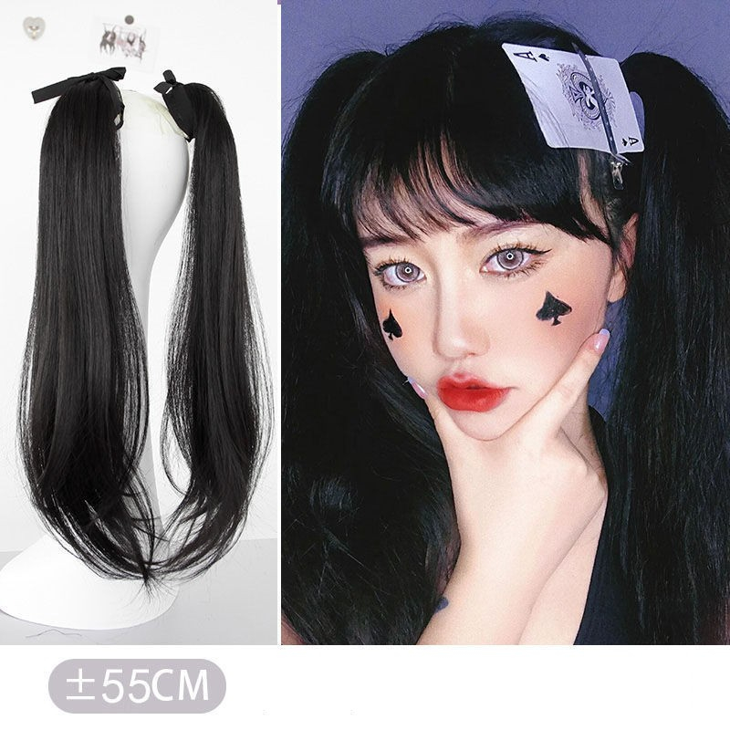 1pcs Y2K 60cm Highlight Lurus Ponytail Wig Untuk Gadis Manis Keren Cosplay Wig Piece Hair Extensions