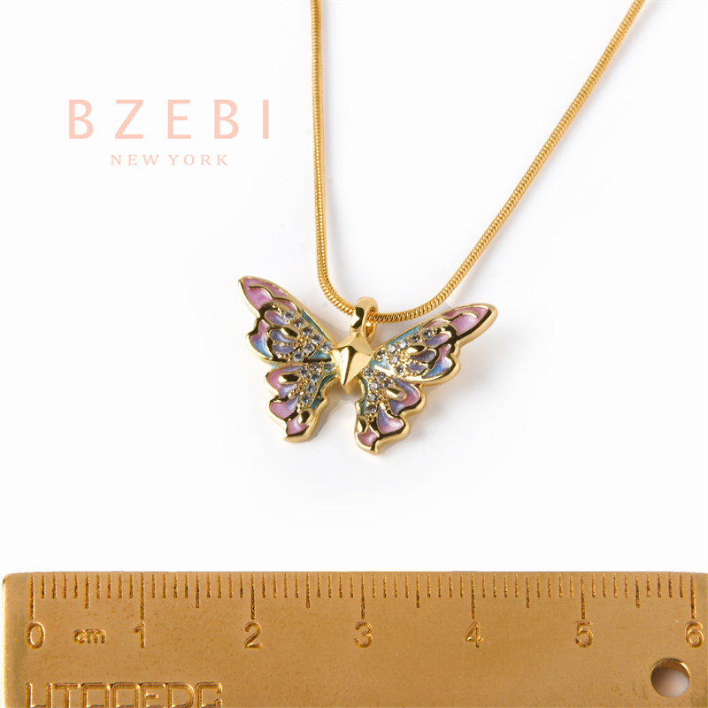 Bzebi Kalung Barbie Fairytopia Emas 18k Elina Liontin Kupu-Kupu Anti Karat Bahan Titanium Steel Aksesoris Fashion Perhiasan Gaya Korea Hadiah Ulang Tahun Dengan Box Eksklusif 35n