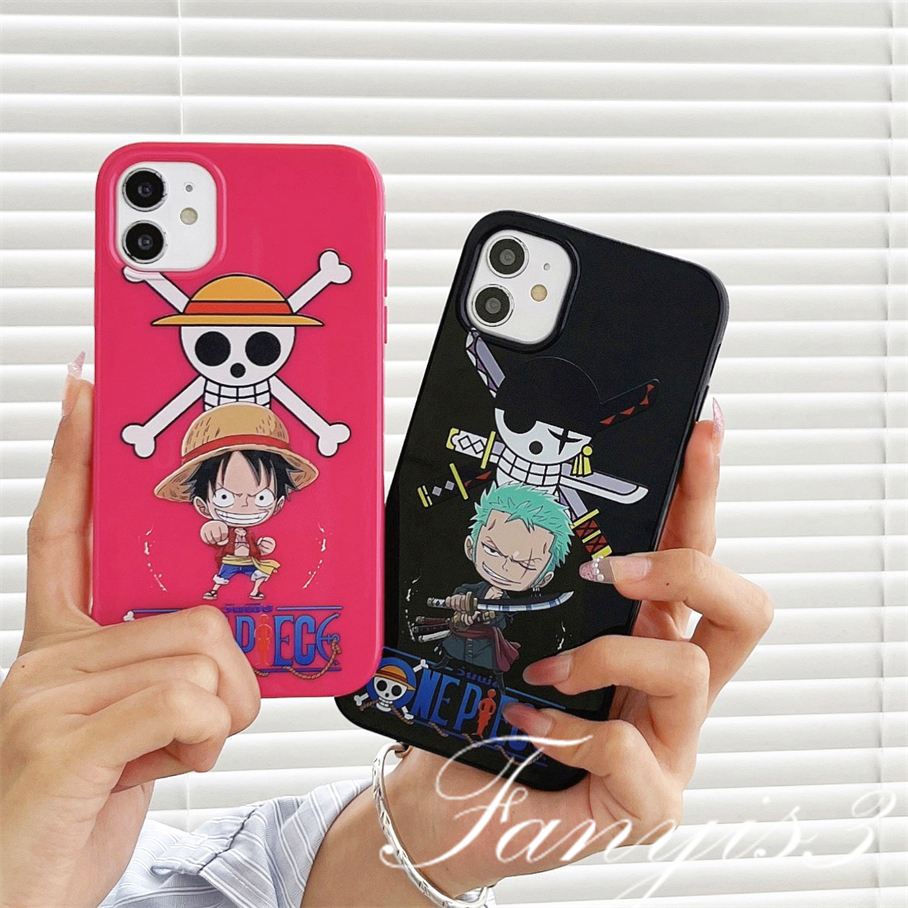 Compatible For iPhone 14 13 12 11 Pro Max X XR Xs Max 8 7 6 6s Plus SE 2020 Kompatibel Untuk Kepribadian Skeleton One Piece Permukaan Glossy Phone Case TPU Silikon Lembut Cover Pelindung