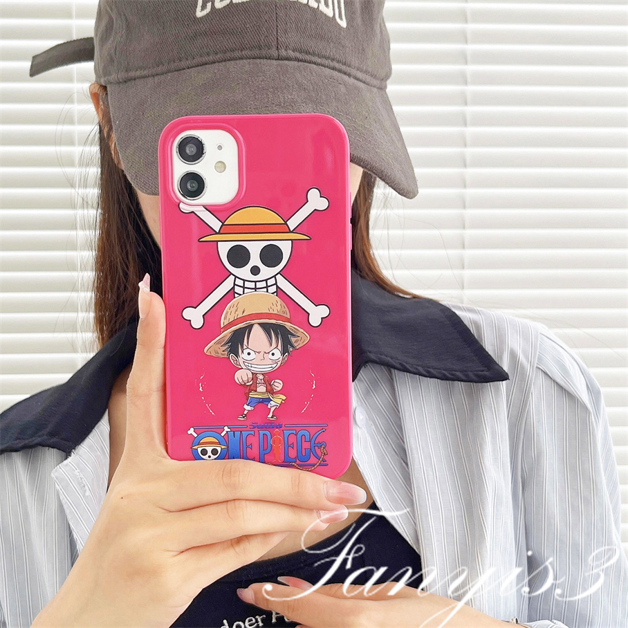 Compatible For iPhone 14 13 12 11 Pro Max X XR Xs Max 8 7 6 6s Plus SE 2020 Kompatibel Untuk Kepribadian Skeleton One Piece Permukaan Glossy Phone Case TPU Silikon Lembut Cover Pelindung