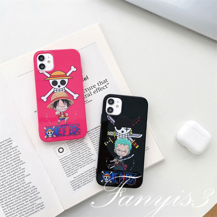 Compatible For iPhone 14 13 12 11 Pro Max X XR Xs Max 8 7 6 6s Plus SE 2020 Kompatibel Untuk Kepribadian Skeleton One Piece Permukaan Glossy Phone Case TPU Silikon Lembut Cover Pelindung