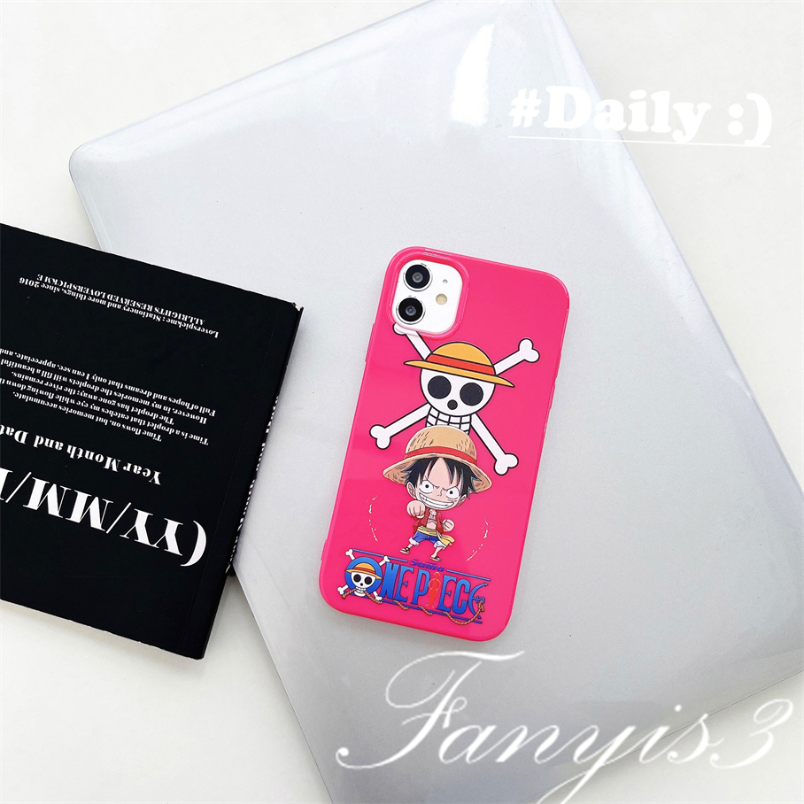 Compatible For iPhone 14 13 12 11 Pro Max X XR Xs Max 8 7 6 6s Plus SE 2020 Kompatibel Untuk Kepribadian Skeleton One Piece Permukaan Glossy Phone Case TPU Silikon Lembut Cover Pelindung