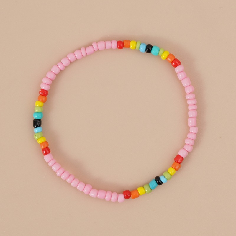 Bohemian Rainbow Rice Bead Rajutan Gelang Rainbow Flower Bead Bracelet Gadis Lucu Hadiah Aksesoris