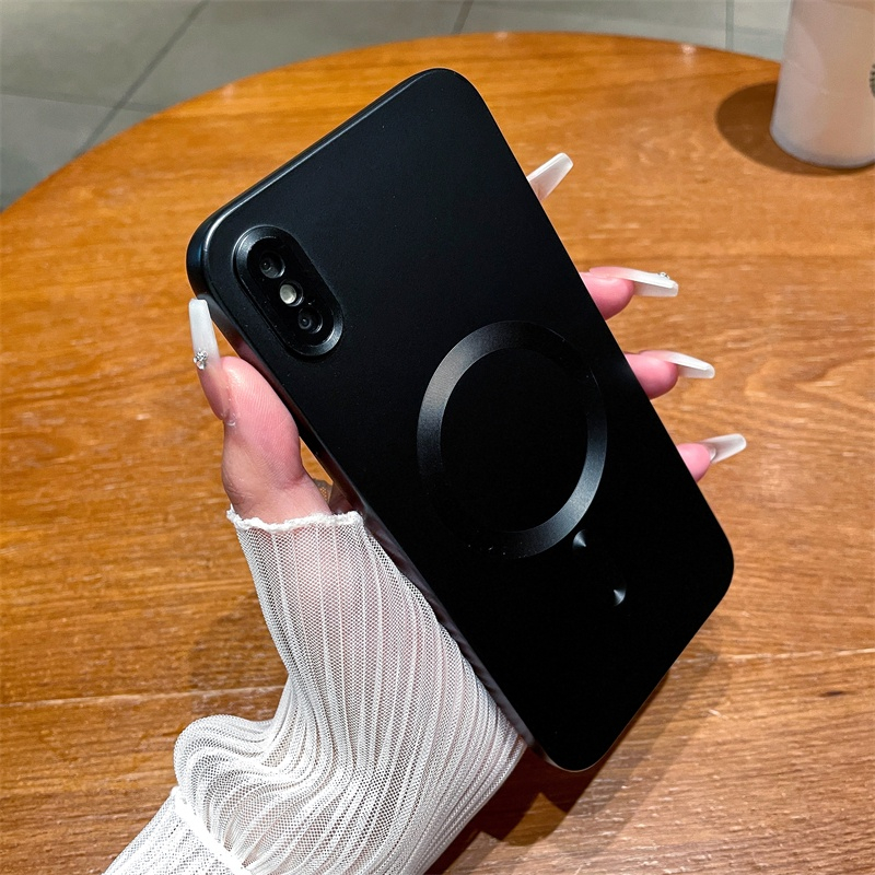 Casing Magnet Plating Mewah Untuk iphone X Xr Xs Max Dengan Pelindung Lensa case Silikon Anti Jatuh