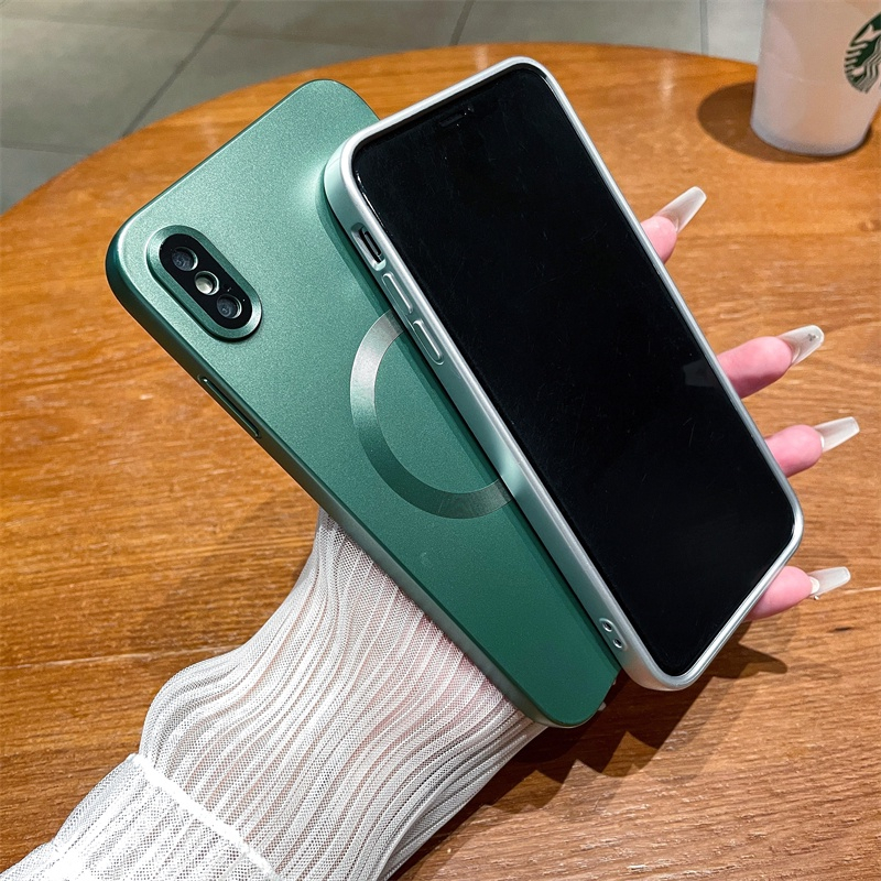 Casing Magnet Plating Mewah Untuk iphone X Xr Xs Max Dengan Pelindung Lensa case Silikon Anti Jatuh