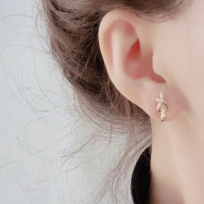 Anting Klip Simpul Geometris Minimalis Non Tindik Perhiasan Logam Manset Telinga