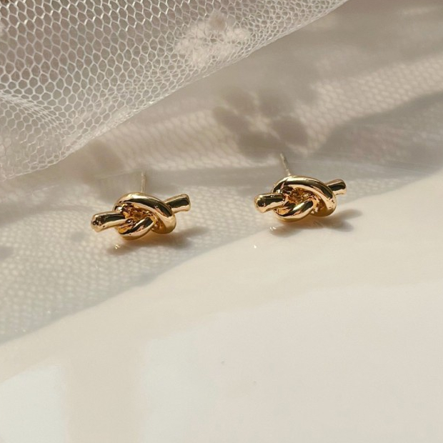 Anting Klip Simpul Geometris Minimalis Non Tindik Perhiasan Logam Manset Telinga