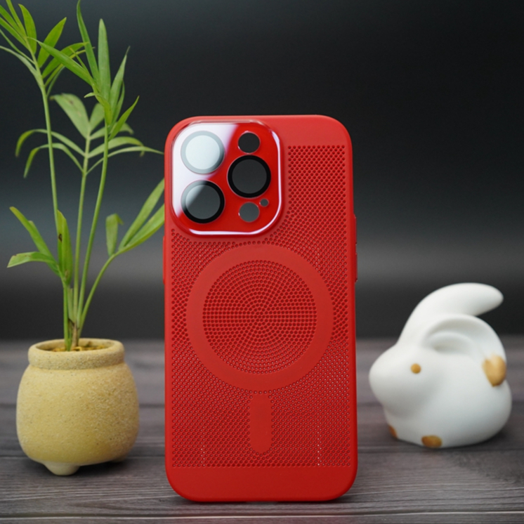 CASE FOR IPHONE【New Black/Dark Purple/Orange/Red】 Magnetic heat dissipation case with lens film for iPhone 11 12 13 14 Pro max heat dissipation mesh hole position matte anti drop phone case