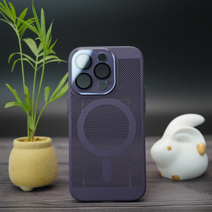 CASE FOR IPHONE【New Black/Dark Purple/Orange/Red】 Magnetic heat dissipation case with lens film for iPhone 11 12 13 14 Pro max heat dissipation mesh hole position matte anti drop phone case